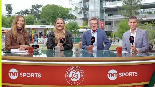 TNT Sports panel led by host Laura Robson, with guests Caroline Wozniacki, Mats Wilander and Tim Henman
