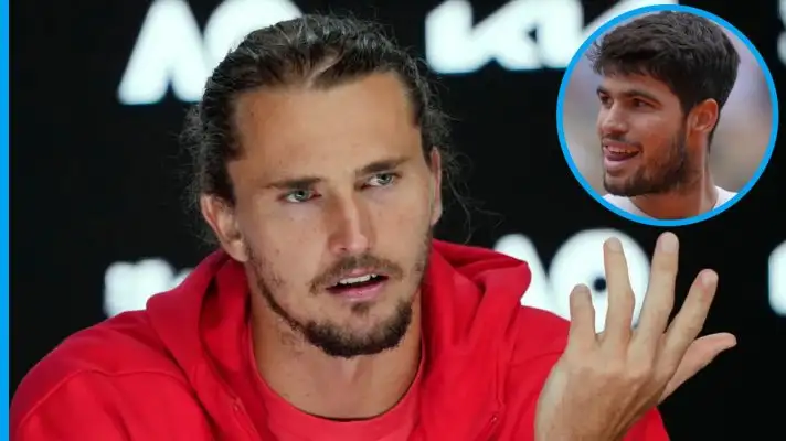 Pictured: Alexander Zverev and Carlos Alcaraz