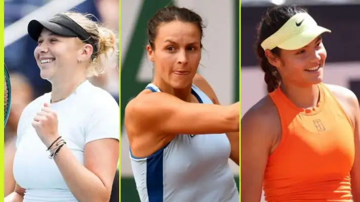 L-R: Amanda Anisimova, Tatjana Maria, Emma Raducanu.