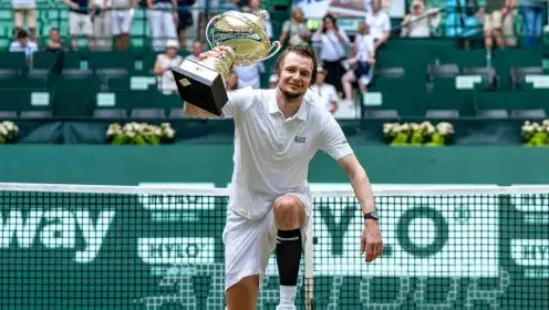 Pictured: Alexander Bublik with the Halle Open title.