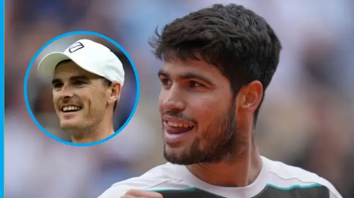 Pictured: Carlos Alcaraz and Jamie Murray.