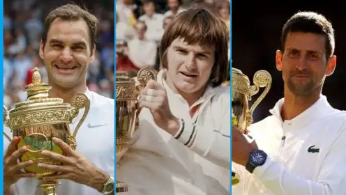 L-R: Roger Federer, Jimmy Connors, Novak Djokovic.