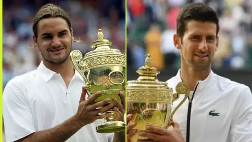 L-R: Roger Federer and Novak Djokovic.