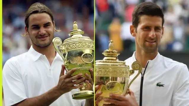 L-R: Roger Federer and Novak Djokovic.
