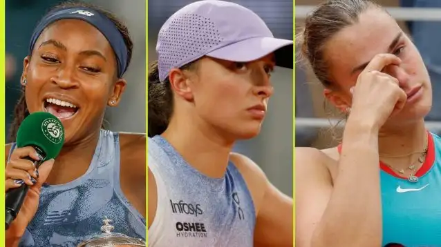 L-R: Coco Gauff, Iga Swiatek, and Aryna Sabalenka.
