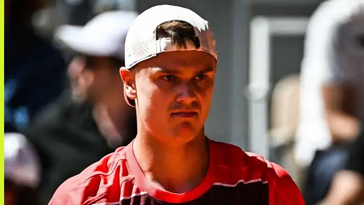 Pictured: Holger Rune in action