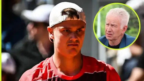 Pictured: Holger Rune with John McEnroe inset