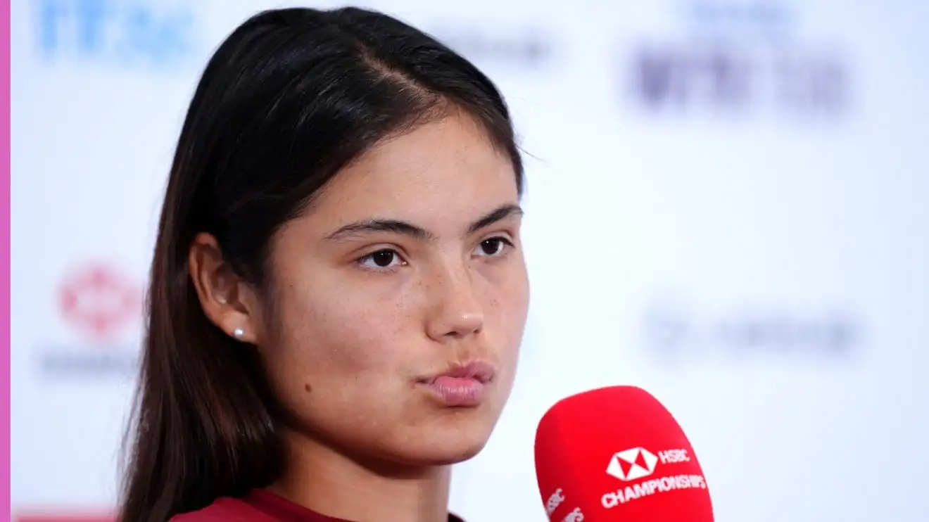 Picture: Emma Raducanu speaks to the media