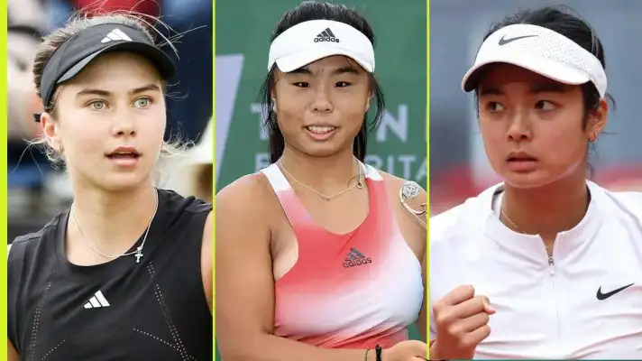 Pictured: Iva Jovic, Mingge Xu and Alex Eala