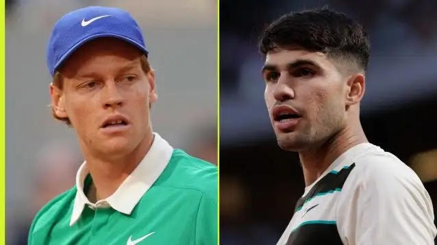 Pictured: Jannik Sinner and Carlos Alcaraz