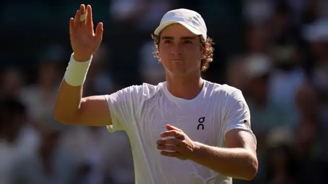 Joao Fonseca celebrates after a win.