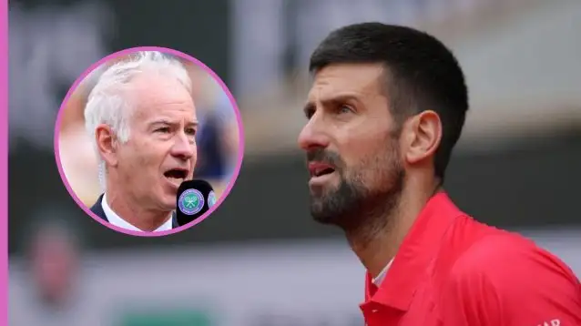 Pictured: John McEnroe and Novak Djokovic.
