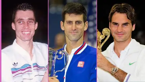 L-R: Ivan Lendl, Novak Djokovic, and Roger Federer.