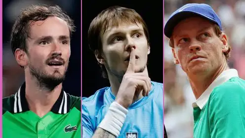 L-R: Daniil Medvedev, Alexander Bublik, and Jannik Sinner.