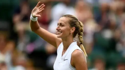 Pictured: Petra Kvitova waves to the crowd.