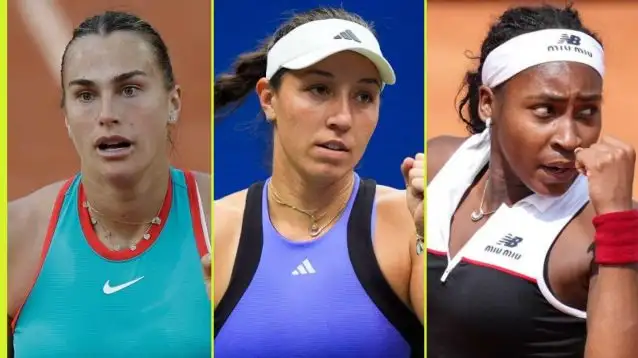 L-R: Aryna Sabalenka, Jessica Pegula, and Coco Gauff.
