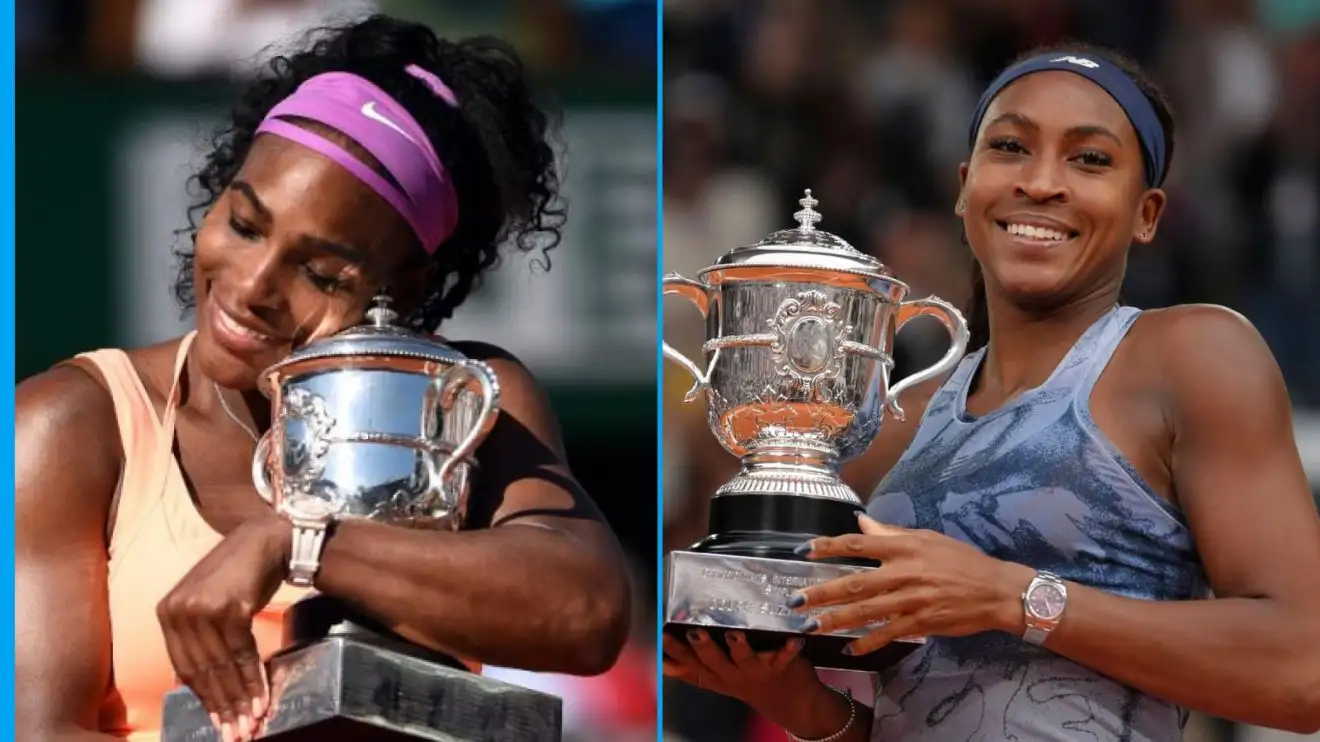 L-R: Serena Williams and Coco Gauff at the French Open.