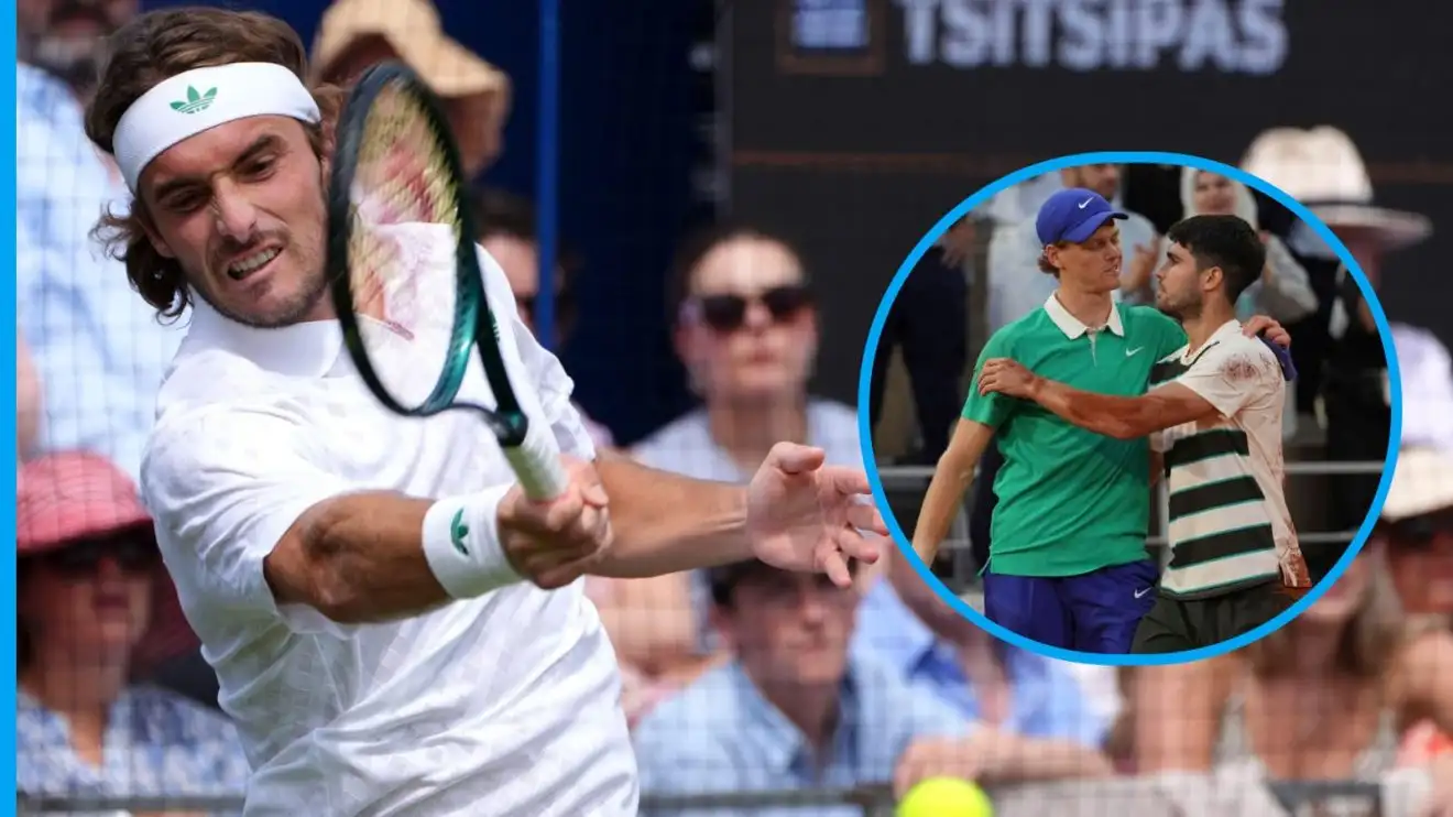 Stefanos Tsitsipas, Jannik Sinner and Carlos Alcaraz
