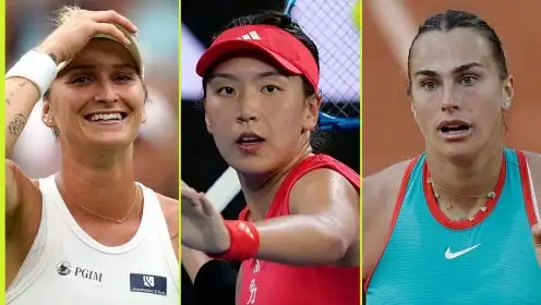 L-R: Marketa Vondrousova, Wang Xinyu, and Aryna Sabalenka.