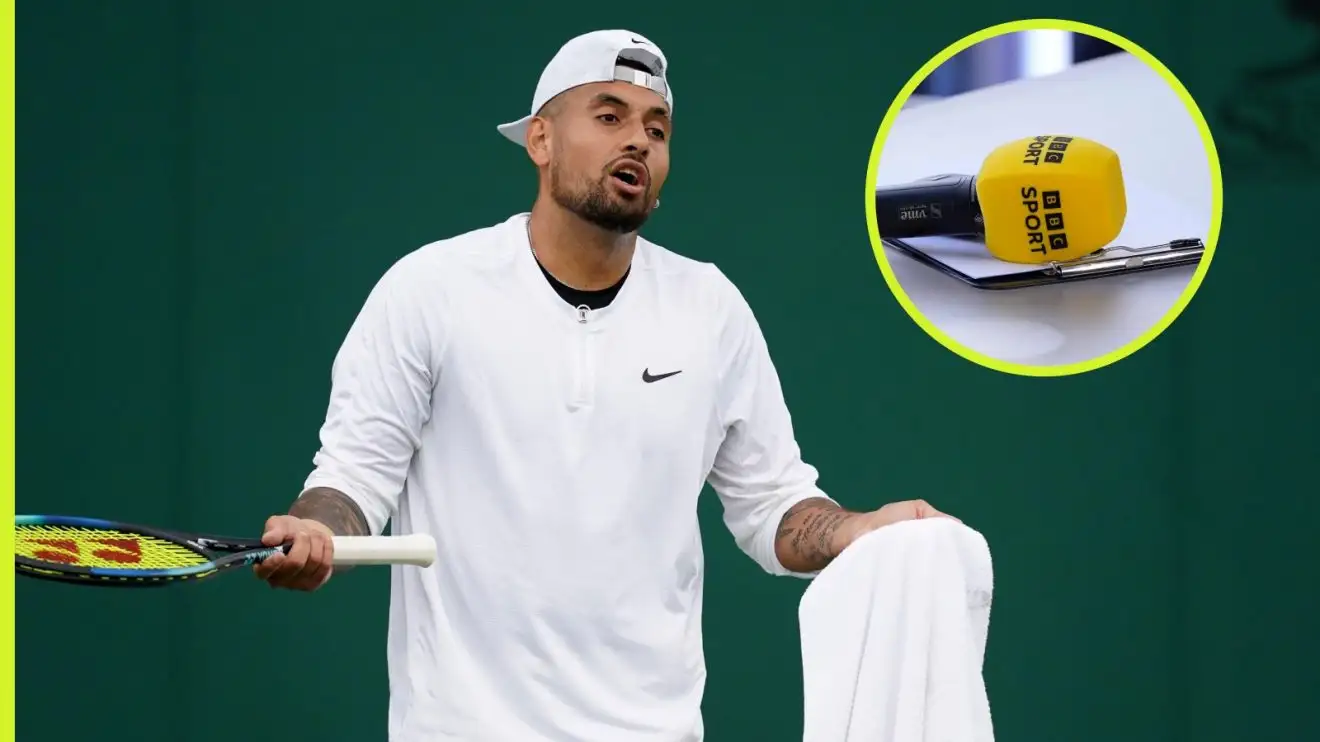 Nick Kyrgios with the BBC microphone