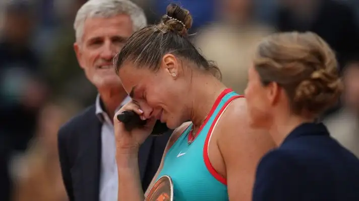 Aryna Sabalenka with runner-up trophy