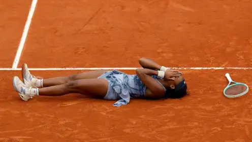 Coco Gauff's French Open celebration