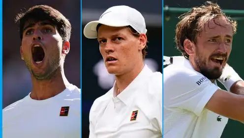L-R: Carlos Alcaraz, Jannik Sinner, Daniil Medvedev.