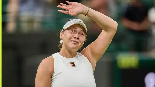 Pictured: Amanda Anisimova celebrates