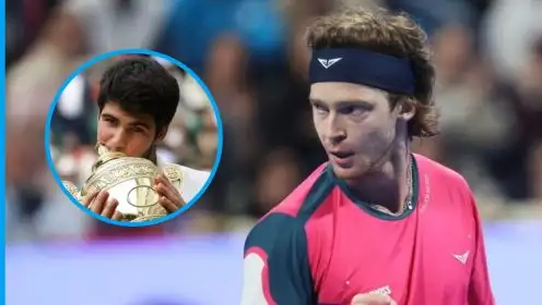 Pictured: Andrey Rublev and Carlos Alcaraz.