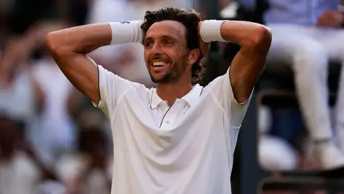 Arthur Rinderknech celebrates a win.