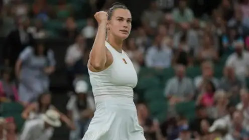 Aryna Sabalenka celebrates during a match.