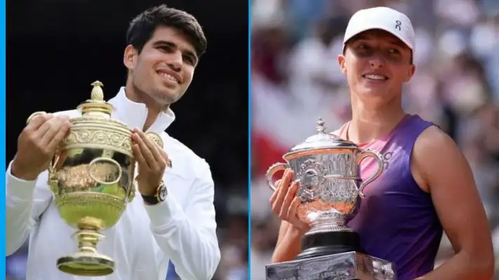 L-R: Carlos Alcaraz and Iga Swiatek.