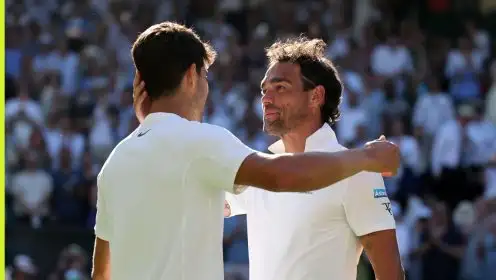 Carlos Alcaraz and Fabio Fognini at Wimbledon