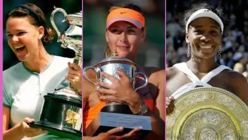 L-R: Lindsay Davenport, Maria Sharapova, and Venus Williams.