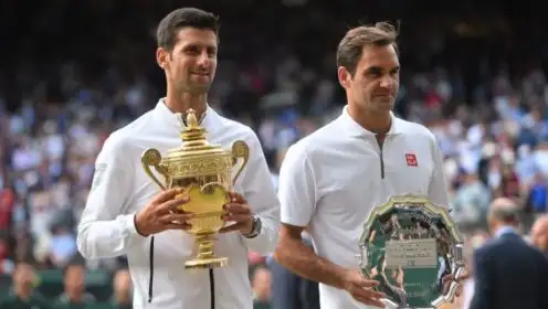 L-R: Novak Djokovic and Roger Federer.