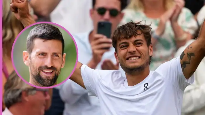 Flavio Cobolli and Novak Djokovic.