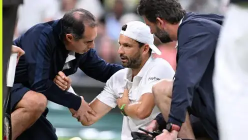 Grigor Dimitrov after his injury at Wimbledon