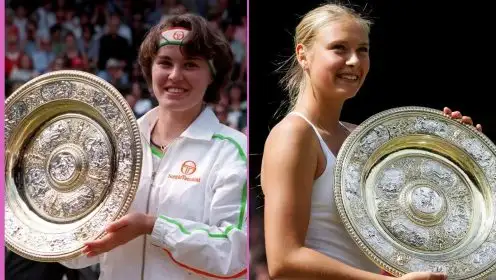 L-R: Martina Hingis and Maria Sharapova.