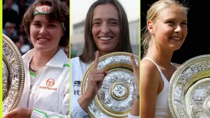 L-R: Martina Hingis, Iga Swiatek, and Maria Sharapova.