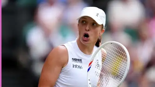 Pictured: Iga Swiatek celebrates