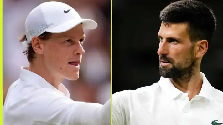 Pictured: Jannik Sinner and Novak Djokovic