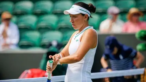 Jessica Pegula looks on during a match.
