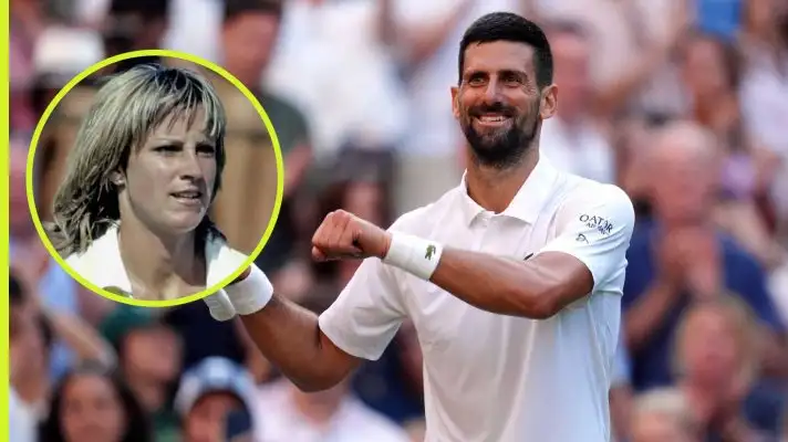 Pictured: Novak Djokovic with Chris Evert