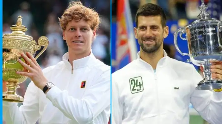 L-R: Jannik Sinner and Novak Djokovic.