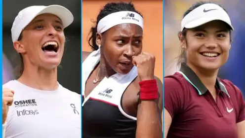 L-R: Iga Swiatek, Coco Gauff, Emma Raducanu.