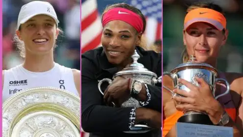 L-R: Iga Swiatek, Serena Williams, and Maria Sharapova.