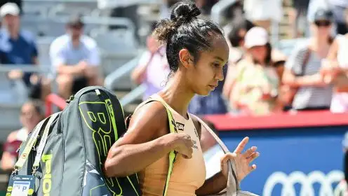 Leylah Fernandez leaves the court in Montreal