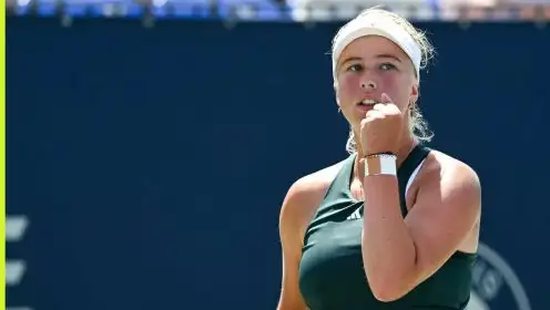 Pictured: Clara Tauson celebrates