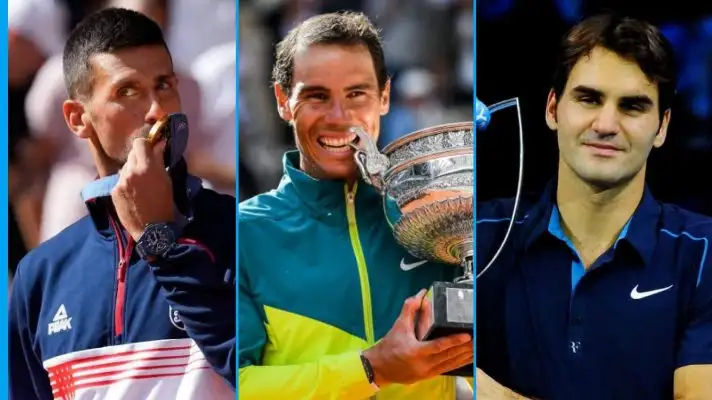 L-R: Novak Djokovic, Rafael Nadal, and Roger Federer.