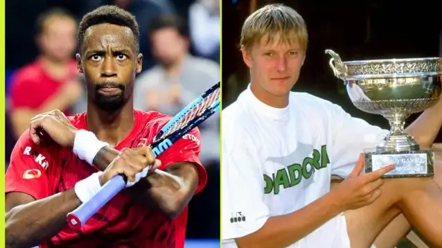 Pictured: Gael Monfils and Yevgeny Kafelnikov